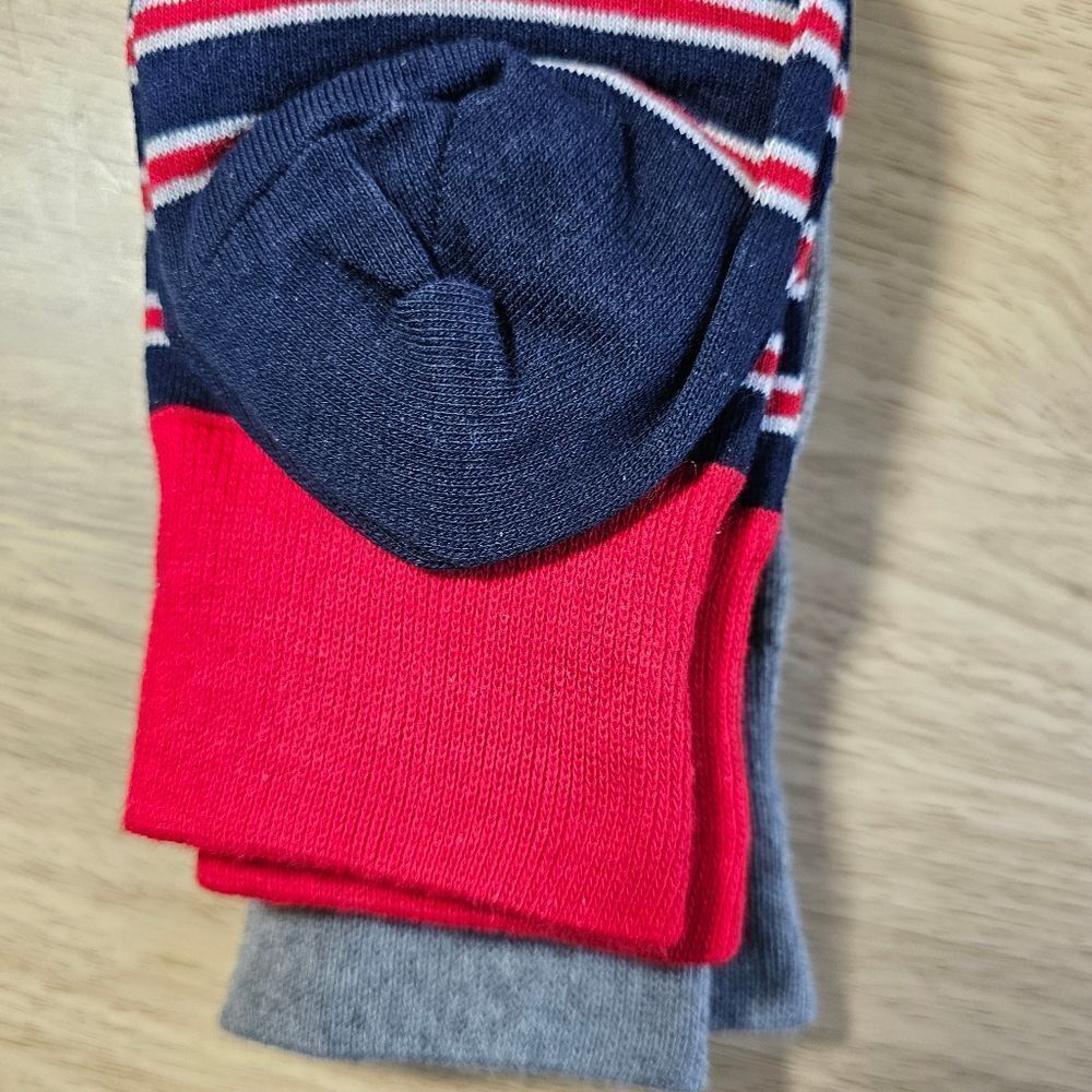 Polo Ralph Lauren Bear USA Socks 2-Pack AOP Striped Large L 10-13 Grey Navy Pony - Picture 8 of 8